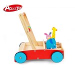 Premergator / Antemergator Animal Car din lemn cu animale saltarete si roti silentioase 